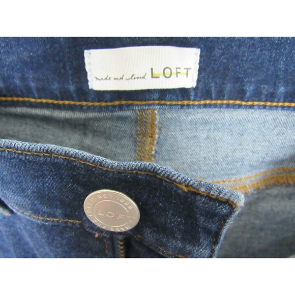 LOFT Women Jeans Size 27/4 Blue High Waist Straight Sandblasted Frayed Hem Denim - Picture 3 of 4